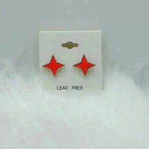 Orange Star Earring Studs